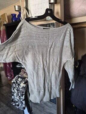 PattyBoutik Light Gray Off-the-Shoulder Sweater
